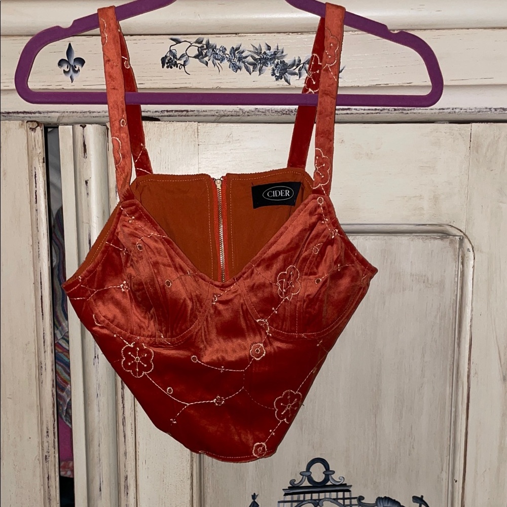 Cider Rust Floral Embroidered Corset